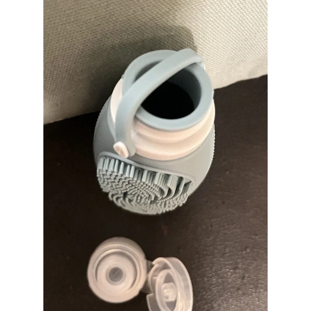 3Pc Silicone TSA Approved Leak Proof Travel Toiletry Bottles With Built In Brush
